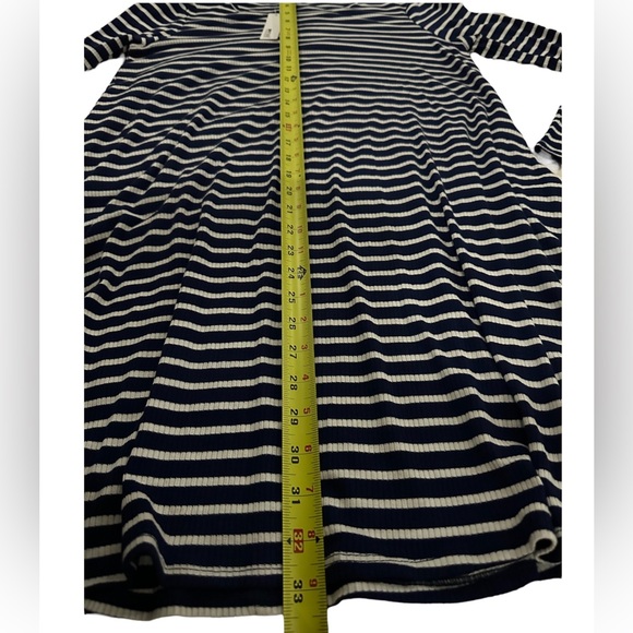 LA Made Mini Swing Dress navyBlue/White Stripe Long Sleeve Ribbed Sz L - Picture 7 of 7